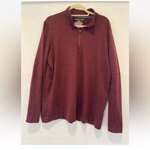 Swiss Tech Quarter Zip Lightweight SWEATER Pullover Brown SIZE L 42-44 Maroon